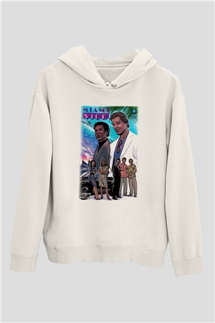 Miami Vice Beyaz Unisex Kapşonlu Sweatshirt