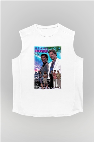 Miami Vice Beyaz Unisex Kolsuz Tişört