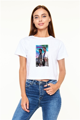 Miami Vice Beyaz Unisex Oversize Tişört