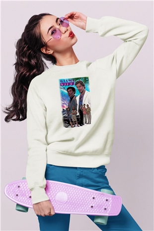 Miami Vice Beyaz Unisex Sweatshirt