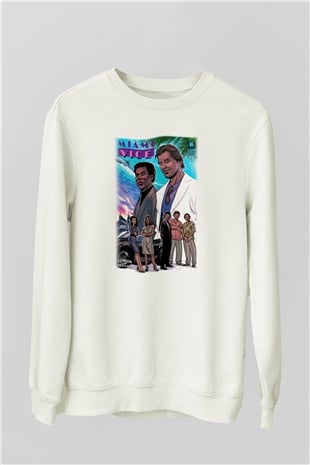 Miami Vice Beyaz Unisex Sweatshirt