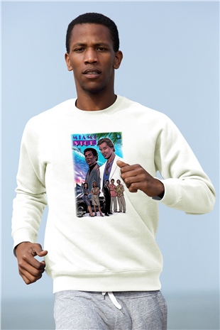 Miami Vice Beyaz Unisex Sweatshirt
