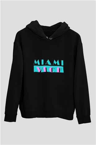 Miami Vice Siyah Unisex Kapüşonlu Sweatshirt