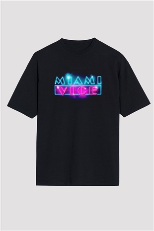 Miami Vice Siyah Oversize Tişört