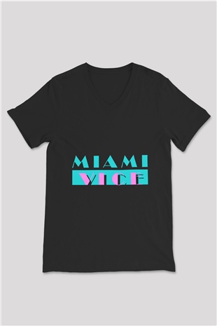 Miami Vice Siyah Unisex V Yaka Tişört