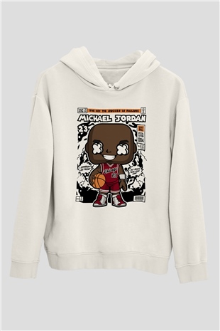 Michael Baskılı Unisex Beyaz Hoodie