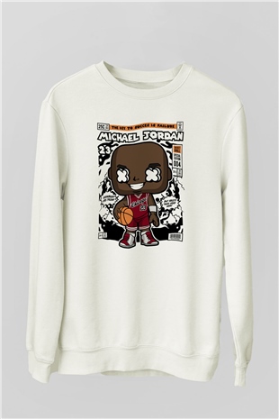 Michael Baskılı Unisex Beyaz Sweatshirt