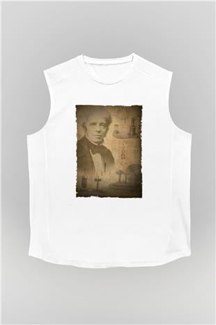 Michael Faraday Baskılı Unisex Kolsuz Beyaz Tişört - Tshirt