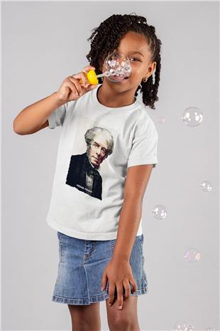 Michael Faraday Yazılı Portre Baskılı Unisex Beyaz Çocuk Tişörtü - Tshirt
