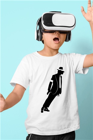 Michael Jackson Baskılı Beyaz Unisex Çocuk Tişört