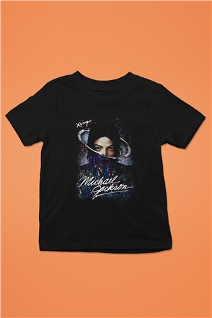 Michael Jackson Baskılı Siyah Unisex Çocuk Tişört