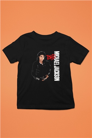 Michael Jackson Baskılı Siyah Unisex Çocuk Tişört