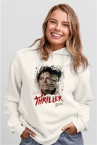 Michael Jackson Beyaz Unisex Kapşonlu Sweatshirt