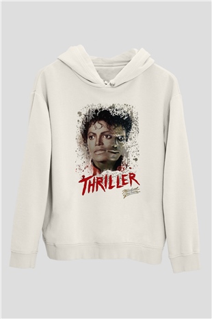 Michael Jackson Beyaz Unisex Kapşonlu Sweatshirt