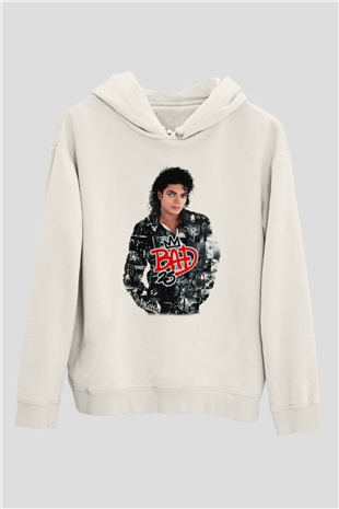 Michael Jackson Beyaz Unisex Kapşonlu Sweatshirt