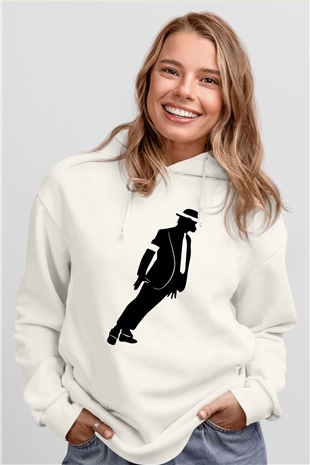 Michael Jackson Beyaz Unisex Kapşonlu Sweatshirt