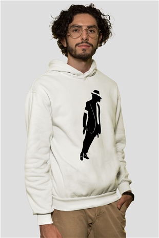 Michael Jackson Beyaz Unisex Kapşonlu Sweatshirt