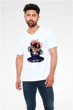 Michael Jackson Beyaz Unisex V Yaka Tişört T-Shirt