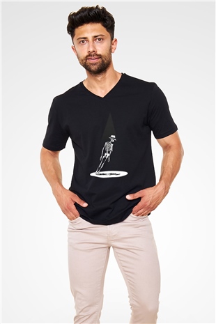 Michael Jackson Siyah Unisex V Yaka Tişört T-Shirt