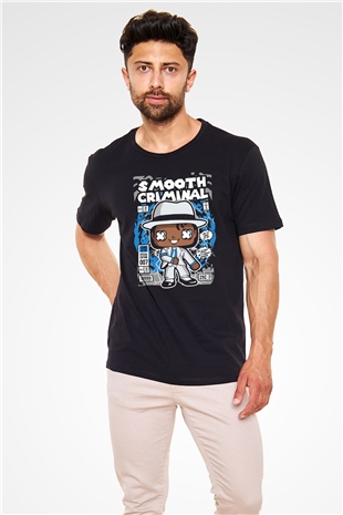 Michael Jackson Smooth Criminal Baskılı Unisex Siyah Tişört