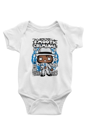 Michael Jackson Smooth Criminal Baskılı Unisex Beyaz Bebek Body - Zıbın