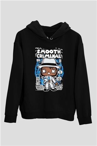Michael Jackson Smooth Criminal Baskılı Unisex Siyah Hoodie