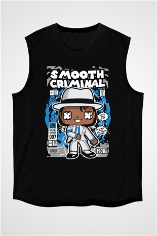 Michael Jackson Smooth Criminal Baskılı Unisex Siyah Kolsuz Tişört