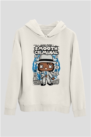 Michael Jackson Smooth Criminal Baskılı Unisex Beyaz Hoodie