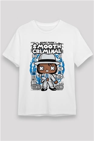 Michael Jackson Smooth Criminal Baskılı Unisex Beyaz Tişört