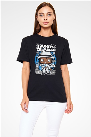 Michael Jackson Smooth Criminal Baskılı Unisex Siyah Tişört