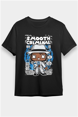 Michael Jackson Smooth Criminal Baskılı Unisex Siyah Tişört