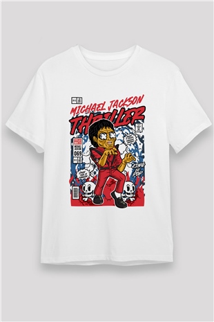 Michael Jackson Thriller Baskılı Unisex Beyaz Tişört