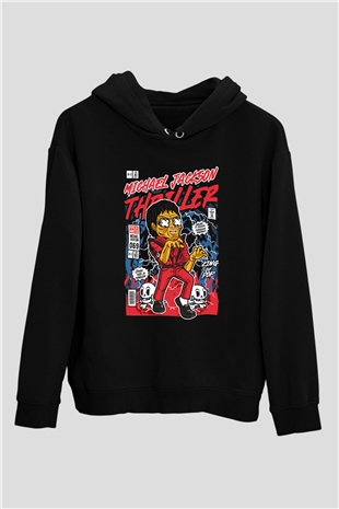 Michael Jackson Thriller Baskılı Unisex Siyah Hoodie