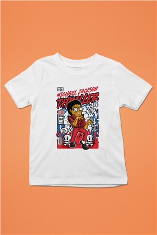 Michael Jackson Thriller Baskılı Unisex Beyaz Çocuk Tişört