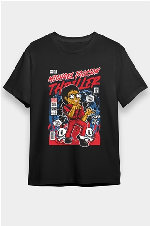 Michael Jackson Thriller Baskılı Unisex Siyah Tişört