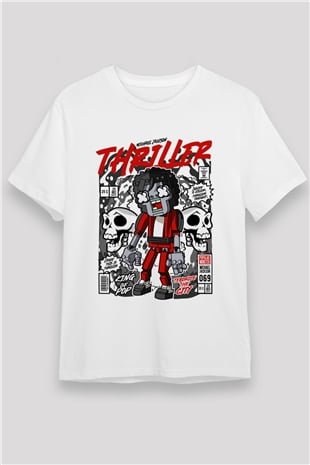 Michael Jakson Zombie Baskılı Unisex Beyaz Tişört
