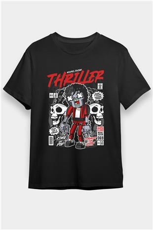 Michael Jakson Zombie Baskılı Unisex Siyah Tişört