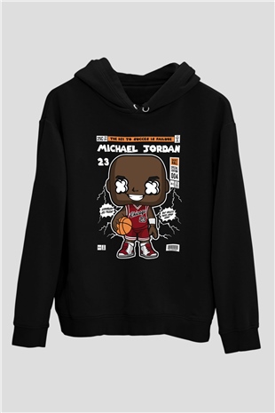Michael Jordan Baskılı Unisex Siyah Hoodie