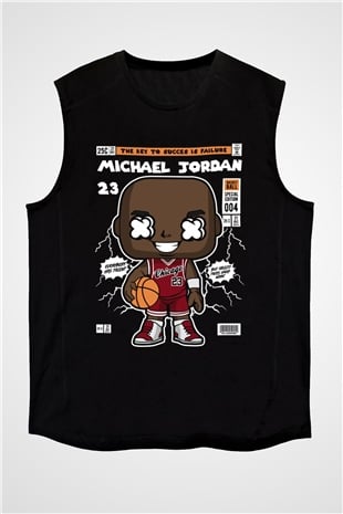 Michael Jordan Baskılı Unisex Siyah Kolsuz Tişört