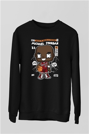 Michael Jordan Baskılı Unisex Siyah Sweatshirt