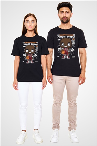 Michael Jordan Baskılı Unisex Siyah Tişört
