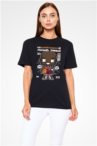 Michael Jordan Baskılı Unisex Siyah Tişört