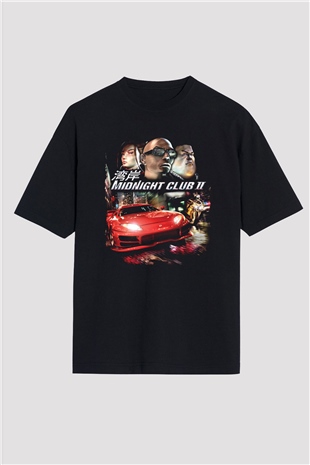 Midnight Club Siyah Oversize Tişört Oversize T-shirt