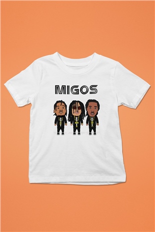Migos Baskılı Beyaz Unisex Çocuk Tişört