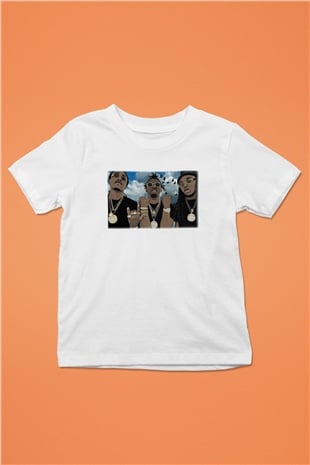 Migos Baskılı Beyaz Unisex Çocuk Tişört