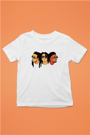 Migos Baskılı Beyaz Unisex Çocuk Tişört