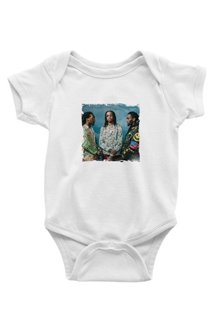 Migos Baskılı Unisex Beyaz Bebek Body - Zıbın