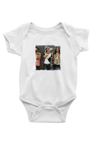 Migos Baskılı Unisex Beyaz Bebek Body - Zıbın