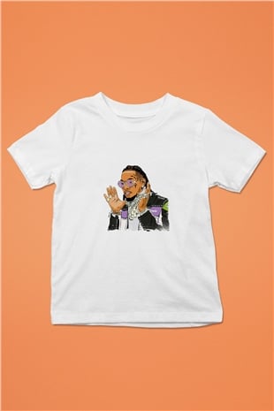Migos Baskılı Unisex Beyaz Çocuk Tişört