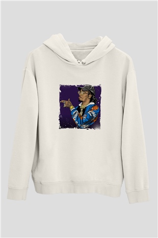 Migos Baskılı Unisex Beyaz Kapüşonlu Sweatshirt